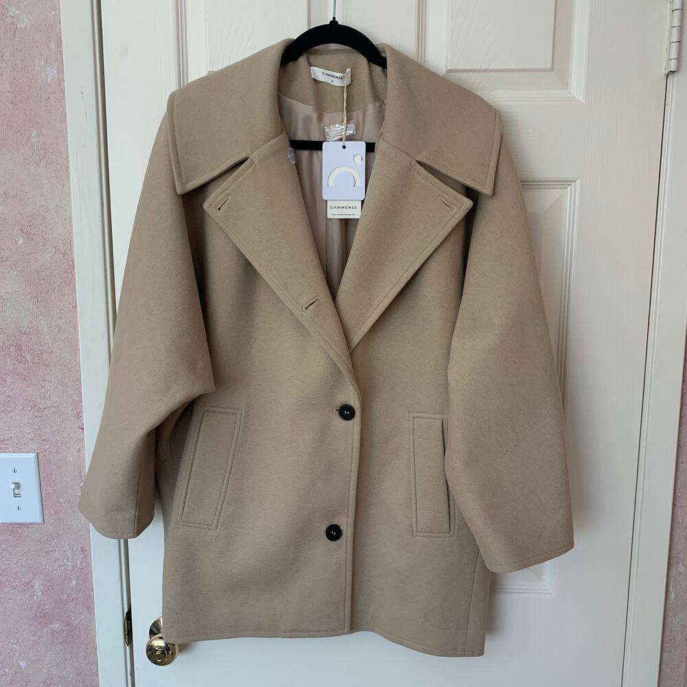 BNWT Commense Button-up Coat Jacket | Beige Khaki | Size Small - Picture 2 of 11